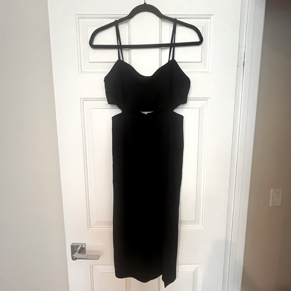 Black Spaghetti Strap Cutout Dress